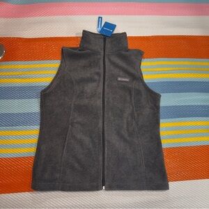 Columbia Benton Springs Charcoal Grey Polar Fleece Full Zip Vest - New